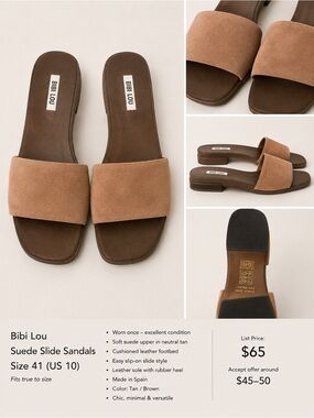 Bibi Lou Tan Suede Slide Sandals